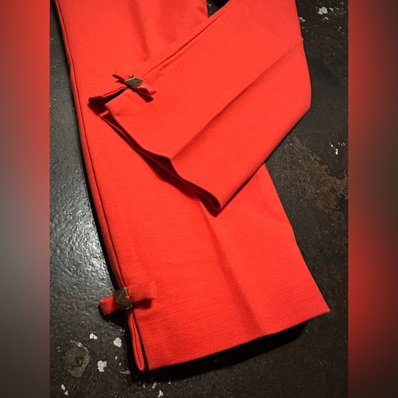 KATE SPADE Jackie Bow Lacquer Red Straight Leg Cropped Trouser Pants Size 4 - Picture 3 of 12